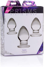 Load image into Gallery viewer, Triplets 3 Piece Glass Anal Plug Kit Clear