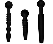 Load image into Gallery viewer, 3 Piece Dark Rods Silicone Penis Plug Set