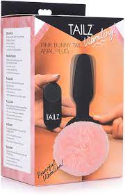 Pink Bunny Tail Vibrating Anal Plug