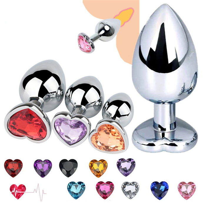 Adult BDSM  Heart stone Stainless Metal  Anal Plug Large