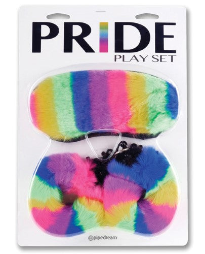 Loud and Proud Pride Play Set Handcuff and Blindfold Set Lined BDSM Essentials